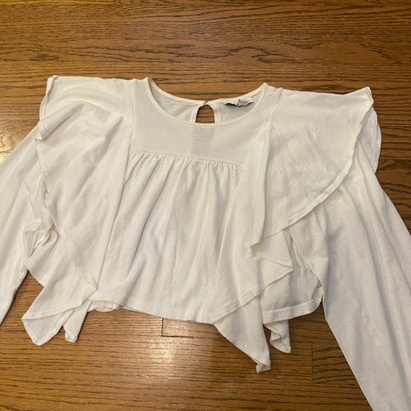 Topshop White Ruffle crop top - Picture 2 of 6